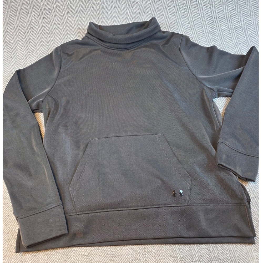 Under Armour ColdGear Funnel Neck Fleece Pullover Gray Loose Fit Medium
